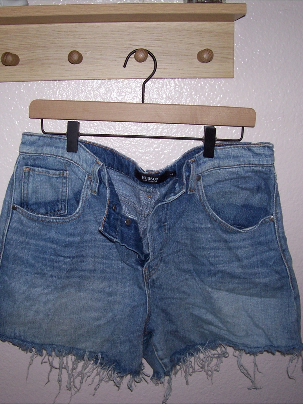 Hudson Jeans Light Blue Frayed Denim Shorts